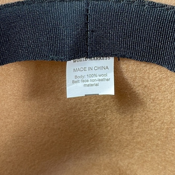 World Matket Women’s Felted Wool Brimmed Boho Tan Light Camel Hat with Tie - Picture 8 of 11
